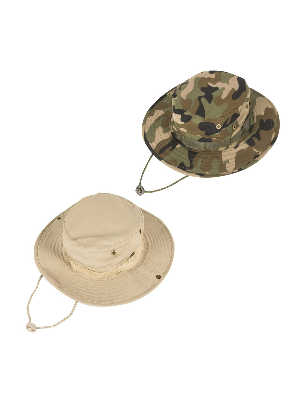 Sun Hats for Men Women Bucket Hat UPF | 2 Packs, Jungle Camo, Beige | Size OS